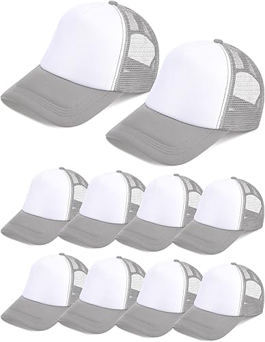 10 gorras de camionero en blanco para sublimación, gorra de béisbol de malla de poliéster para hombres y mujeres
