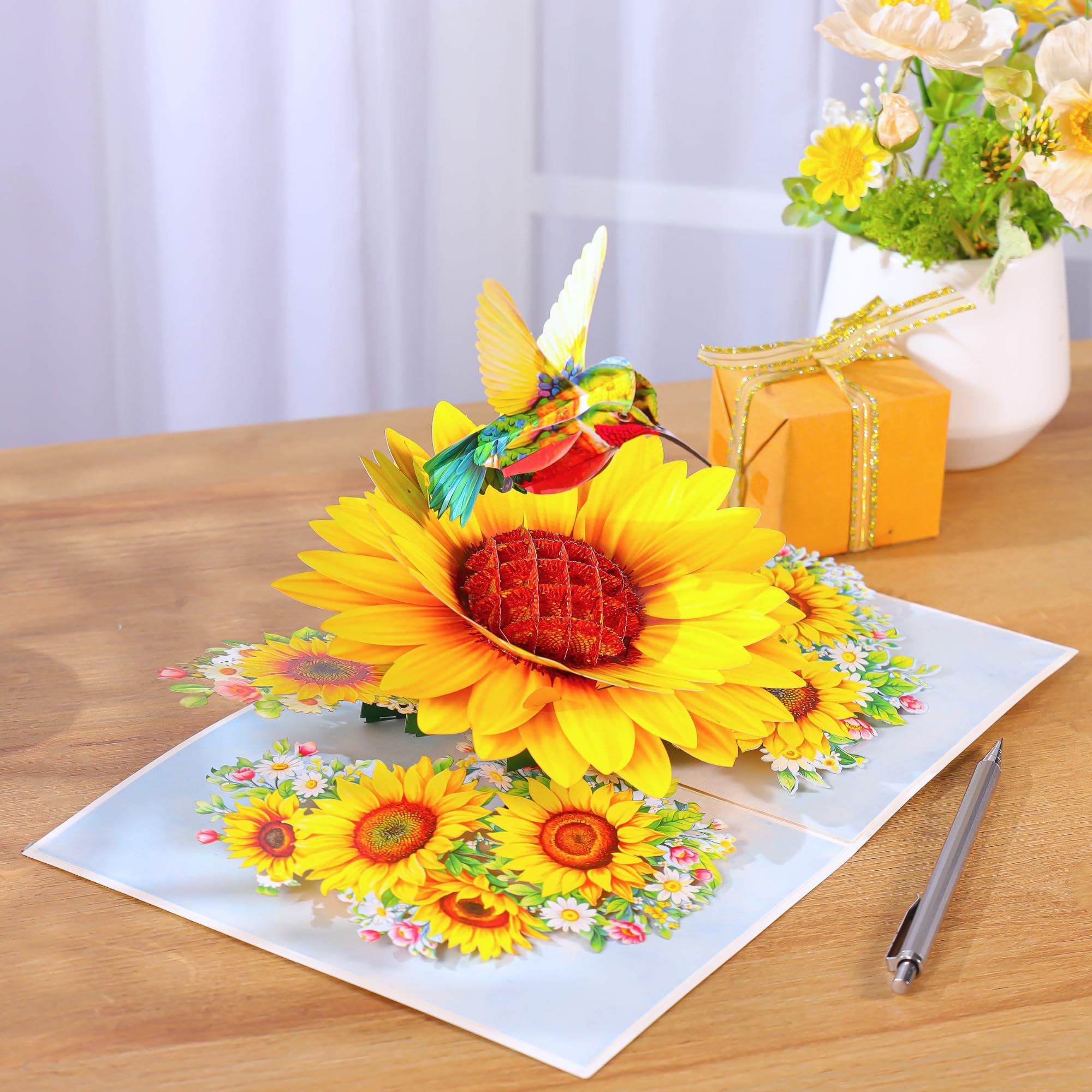 Muttertagskarten mit Kolibri-Sonnenblume, 3D-Pop-Up-Geburtstagskarte für Frauen, Mutter, Ehefrau, Tochter, sie, Schwester, Freundin, Oma, ideales Geschenk zum Valentinstag, Dankeschön, Genesung