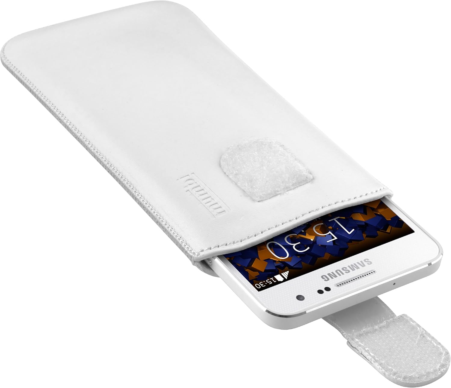 mumbi Real Leather Pouch with Flap and Pull-Up Strap for Samsung Galaxy