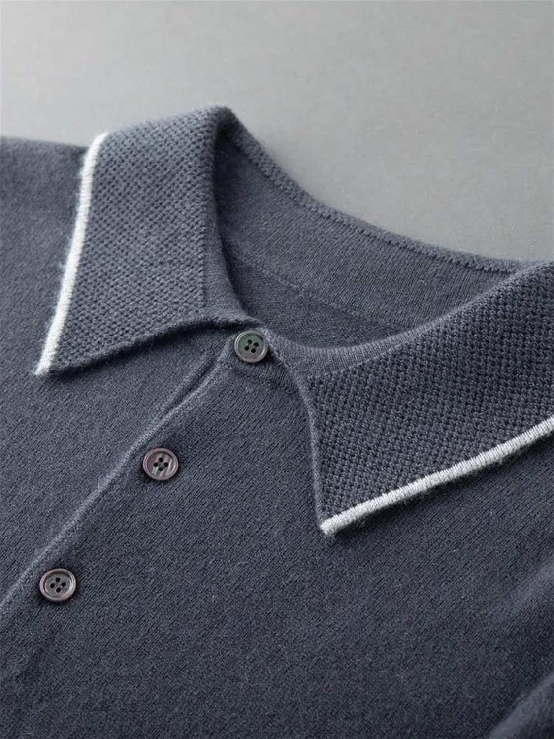 Men's Lightweight Pullover Polo Sweaters Long Sleeve Turndown Collar Color Collision Patchwork Design Large Size Clothing