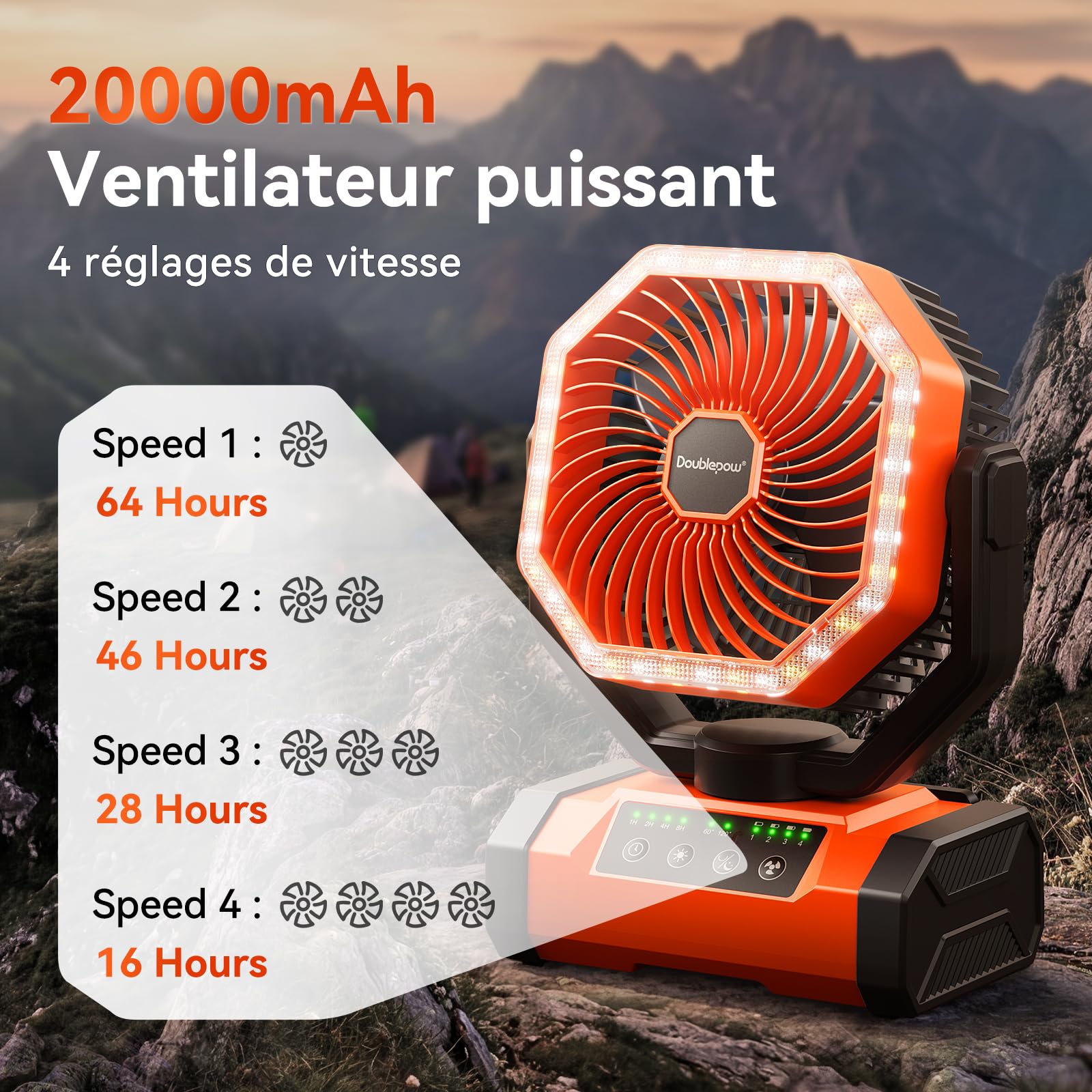Doublepow Ventilatore da campeggio