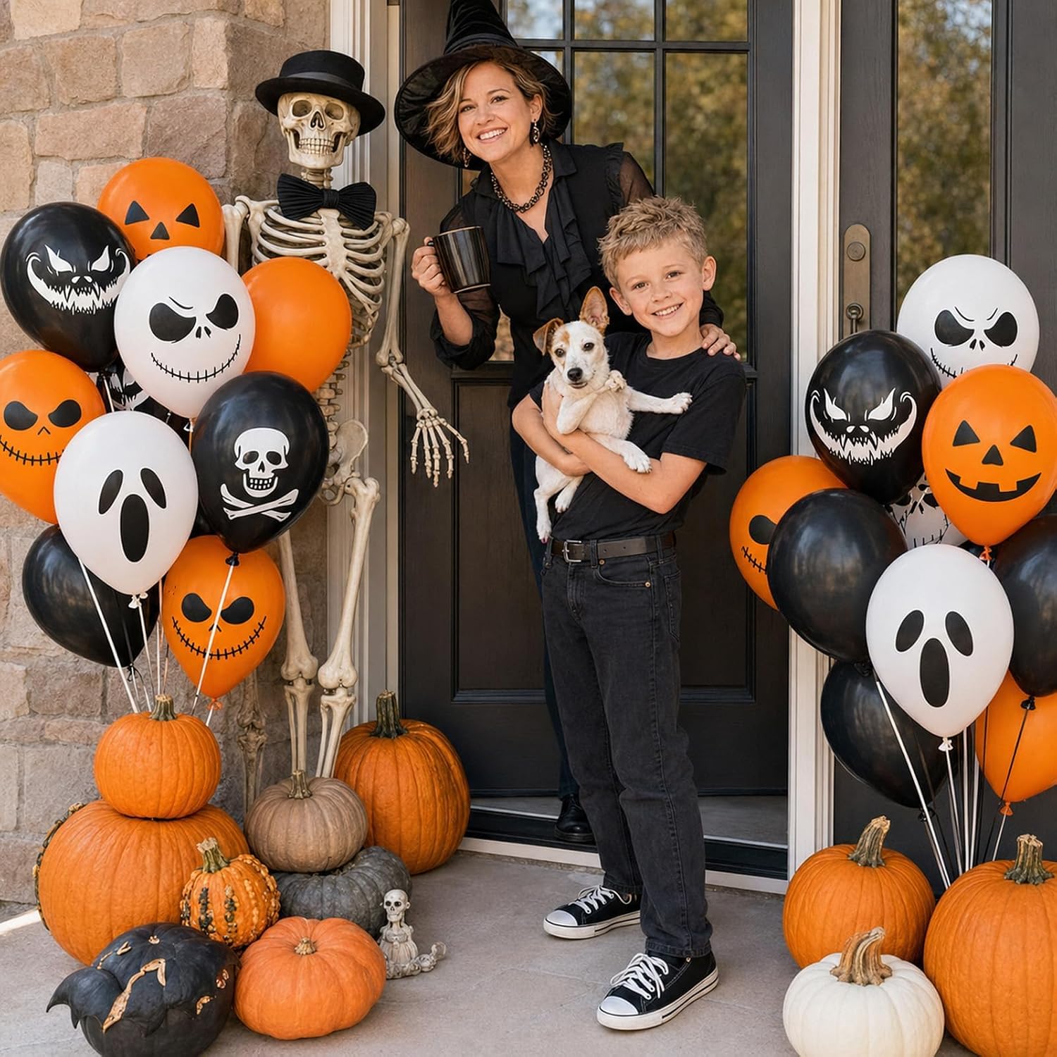 Halloween Ghost Balloons Black Orange White Ghostface Skull Print Balloons image 2