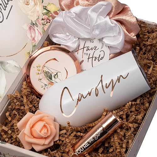 Sincerely, Me Personalized Bridesmaid Proposal Gift Set with White and Rose Gold Gifts in Bridesmaid Box (PB1)