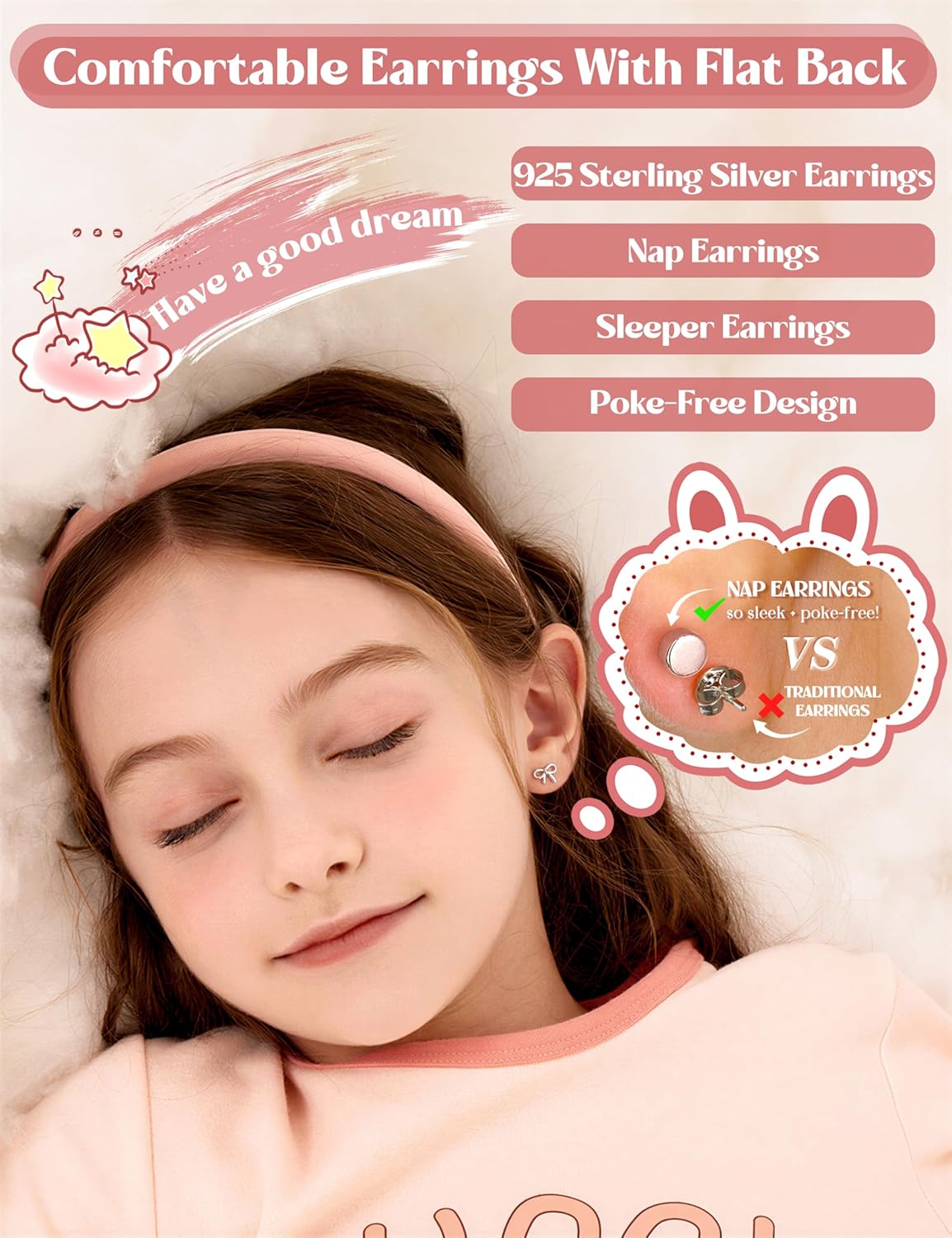 LOLIAS Soild 925 Sterling Silver Post Stud Earrings for Women Girls-Hypoallergenic Flat Back Earring 14K Gold Plated Toddler Surgical Steel Earring Small Flower Bow Cute Screw Back Earrings - Image 5