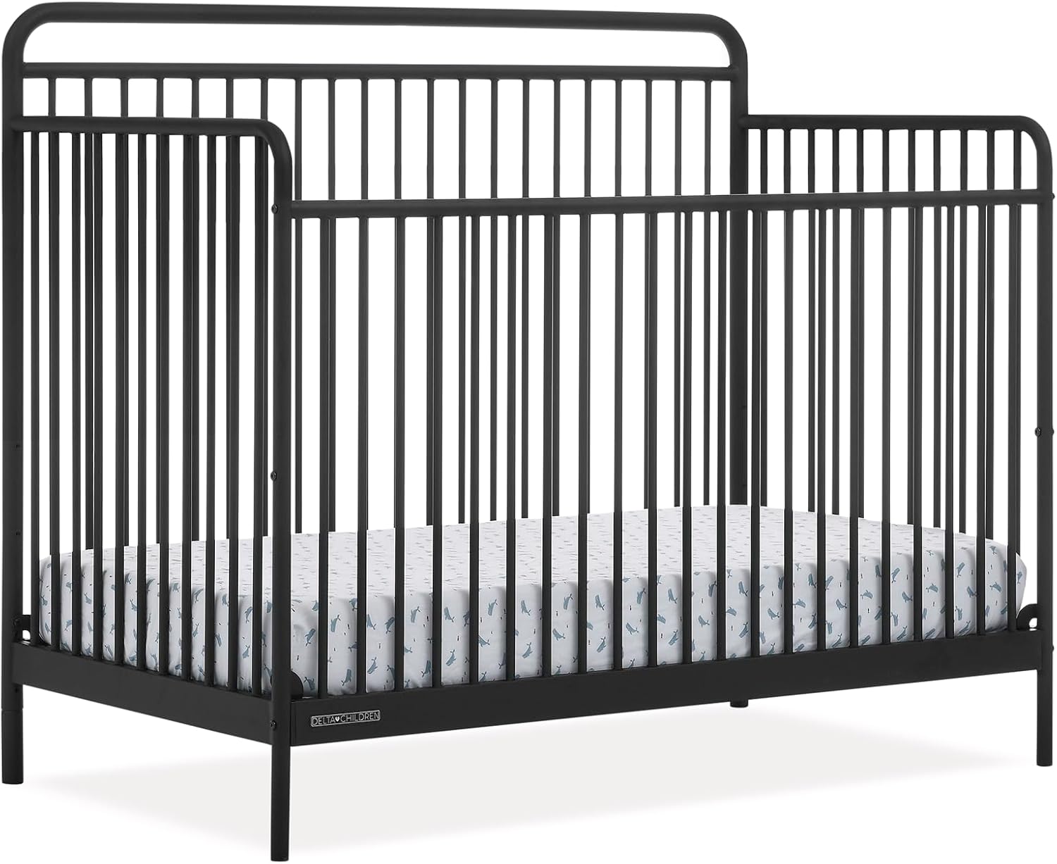 Delta Children Hayden 5-in-1 Convertible Metal Crib, Matte Black
