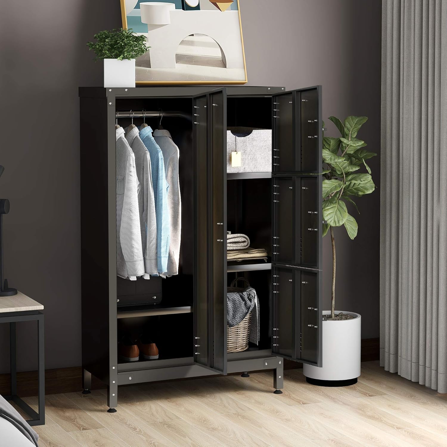 Buy Metal Wardrobe Locker with Lockable Doors,Industrial