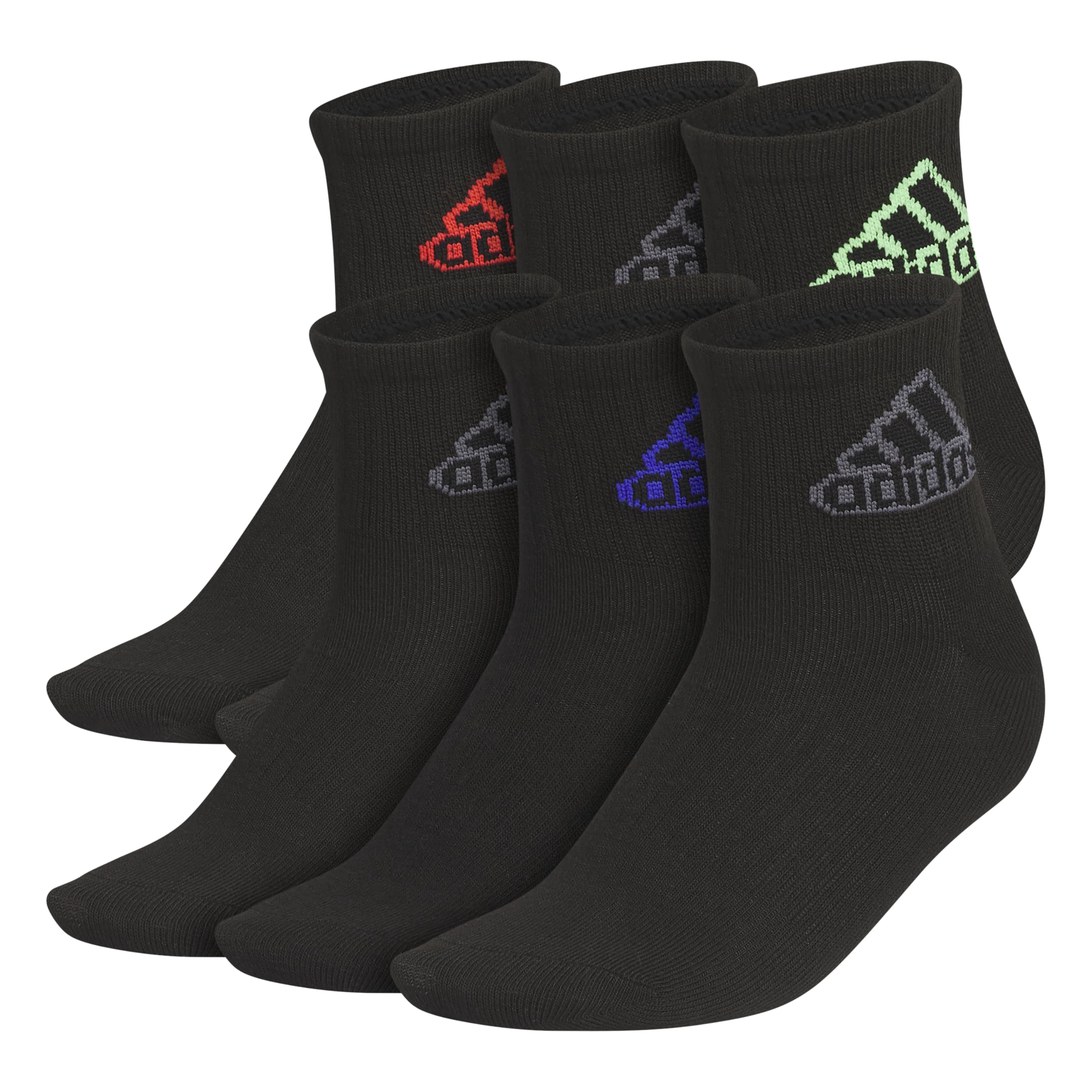 adidas Unisex Kids Quarter Ankle Socks for Boys and Girls Youth (6-pack) Superlite Breathable and Lightweight Discontinued