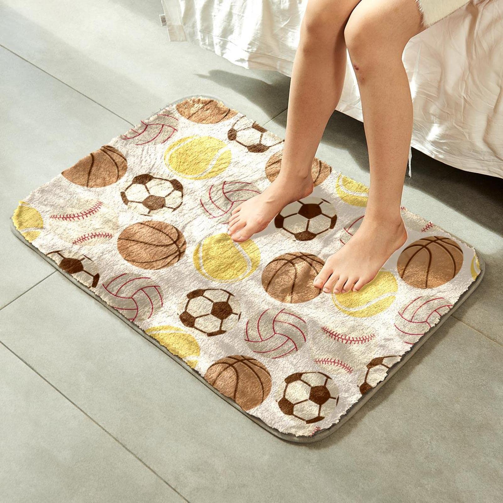Tapis à poils longs ultra doux en fausse fourrure pour sport, football, baseball, basket-ball, volleyball