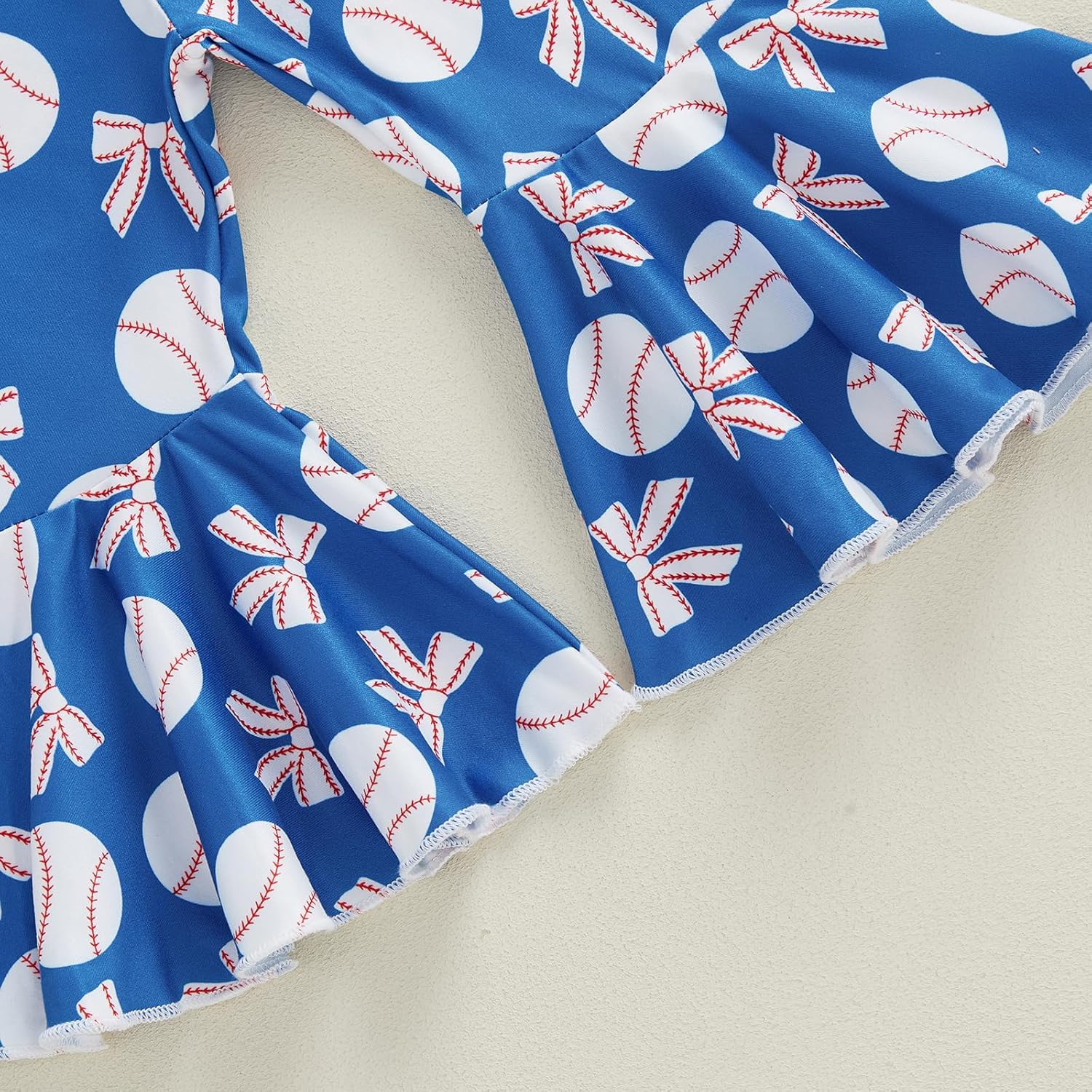 Newborn Baby Girl Baseball Outfit Short Sleeve Romper Bell Bottom Flare Pants Set Headband 3Pcs Infant Summer Clothes - Image 8