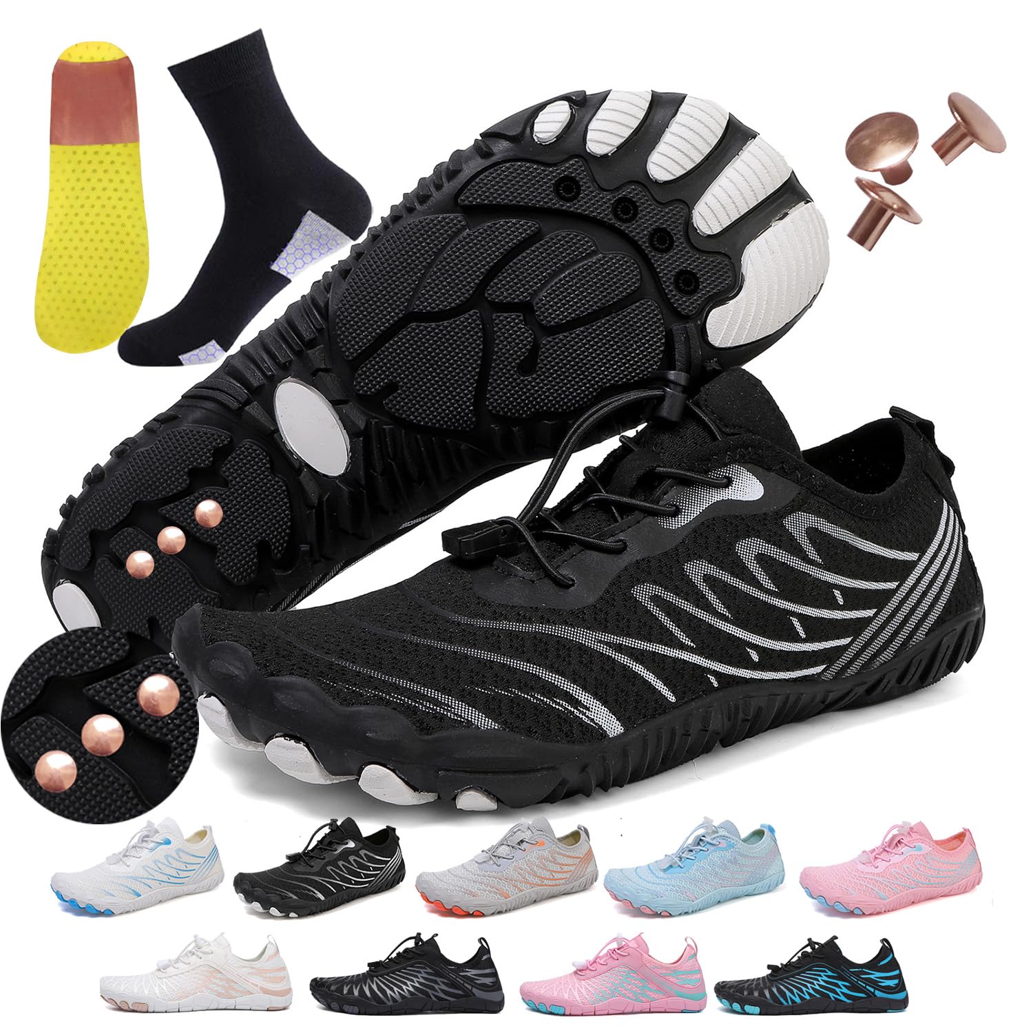 AddBili Grounding Shoes Barefoot Shoes with Copper Infused Iinsoles & Conductive Socks, Grounded Footwear for Women Effectively Soft,Comfortable