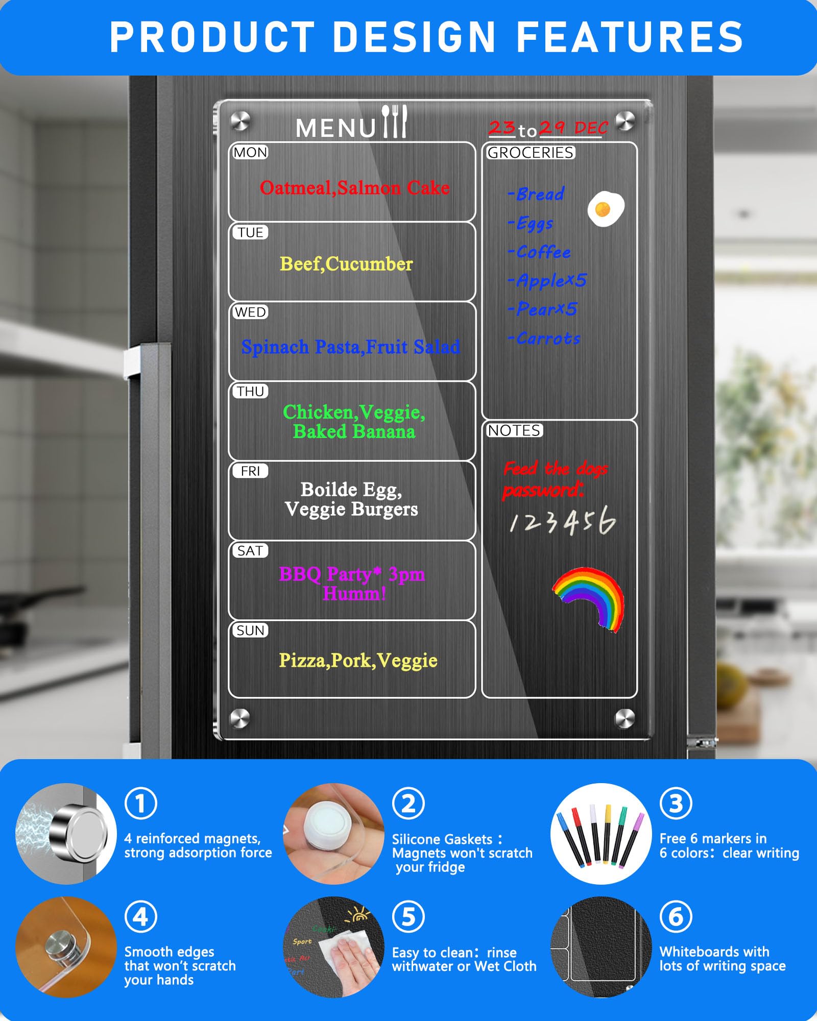 Tablero de menú de cocina