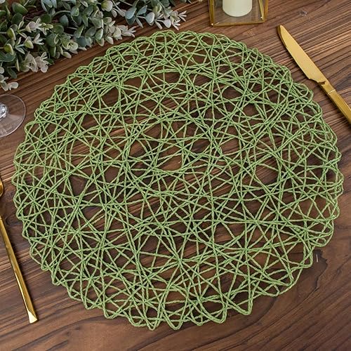 Miniatura 8 de BalsaCircle - 6 manteles individuales redondos metálicos de 15 pulgadas de ancho, color verde oliva, decoración de centros de mesa de boda,