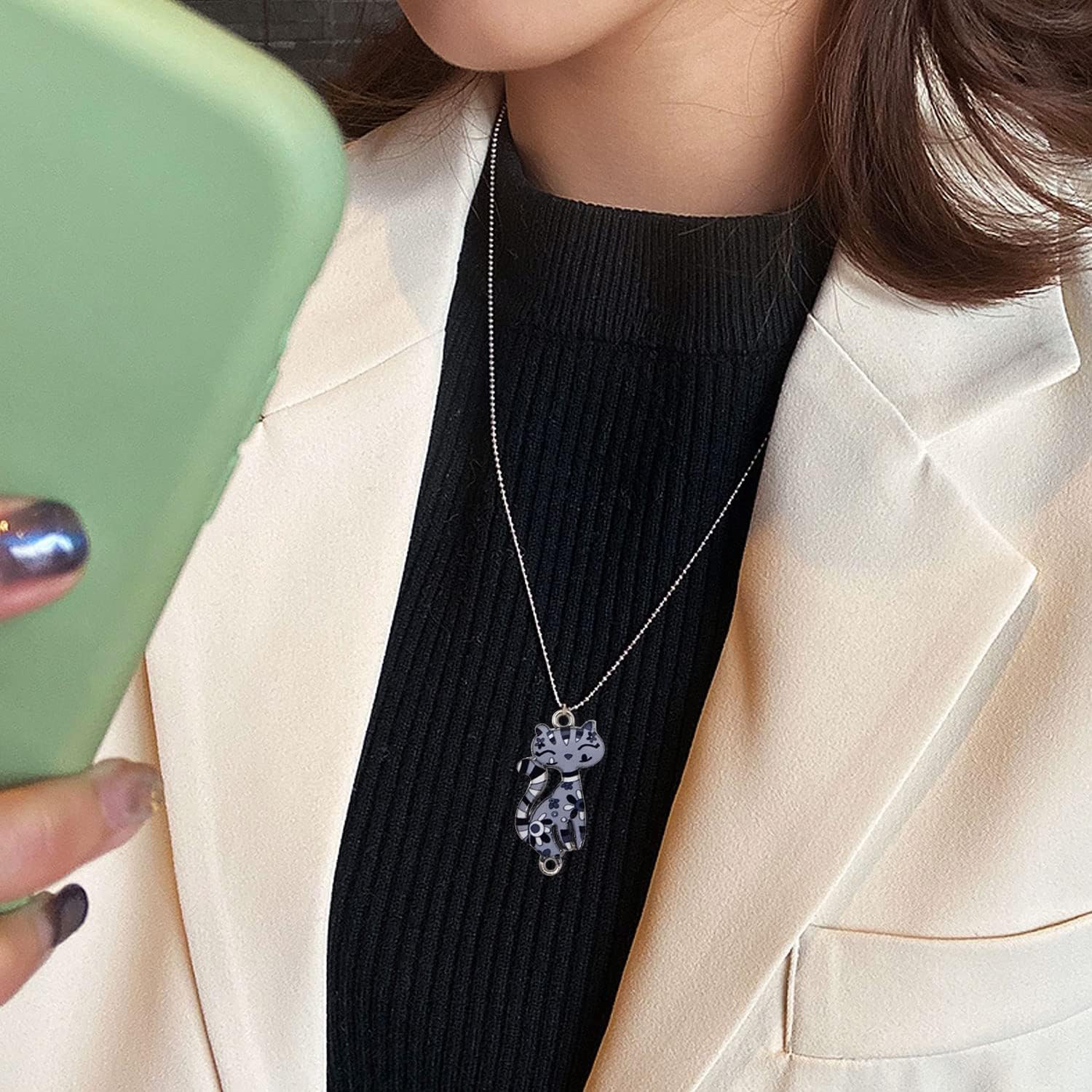 Honbay 24PCS Enamel Cat Charms Pendant Alloy Cute Animal Charms for Earring Necklace Bracelet Keychain Jewelry Craft Making (6 Color) - Image 4