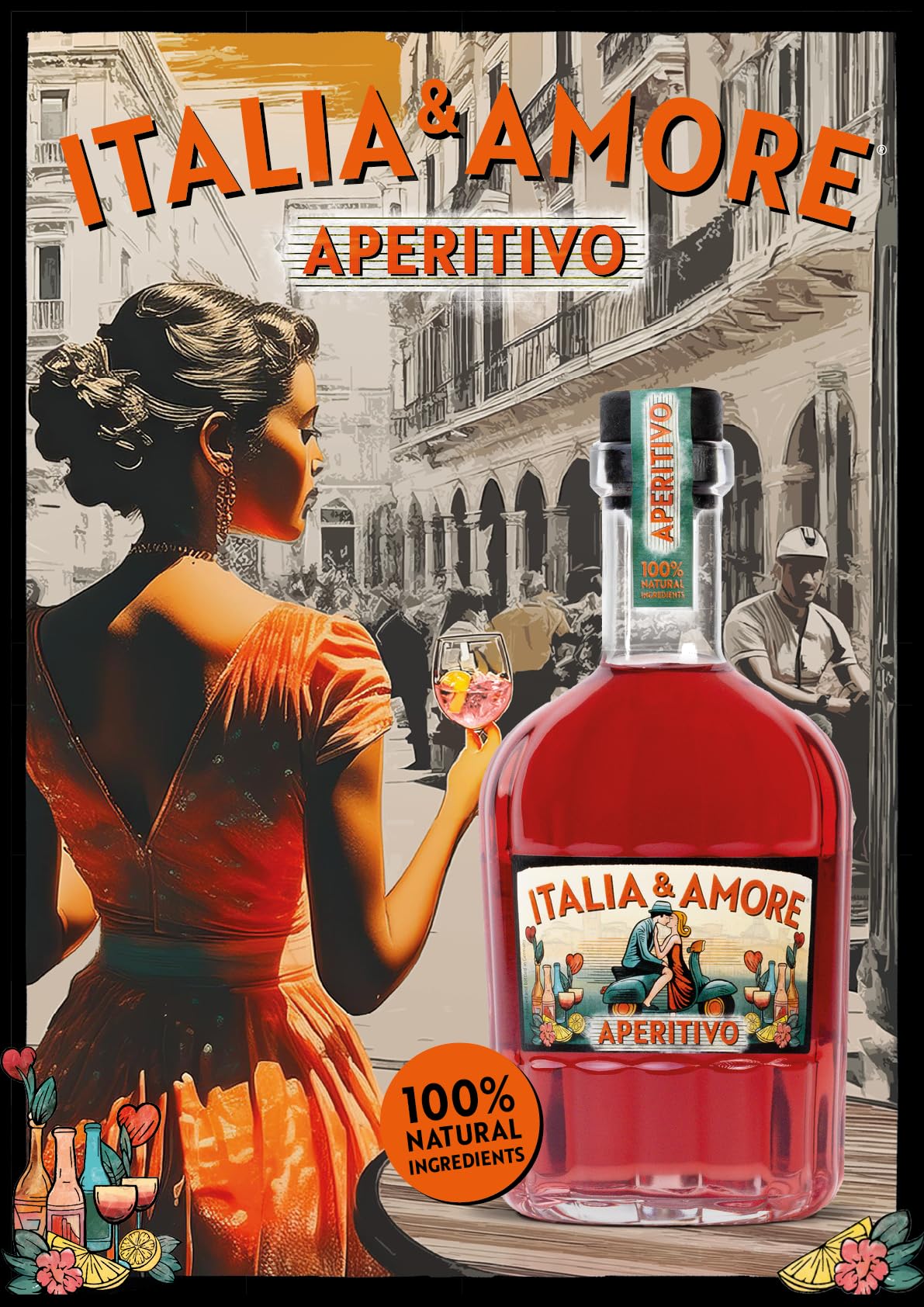 6er-Set Italia & Amore Aperitivo Likör | Der Premium Aperitif aus 100% Natürlichen Zutaten | Handcrafted Genuss für Amore Spritz & mehr | 6 x 700ml | 15% Vol.