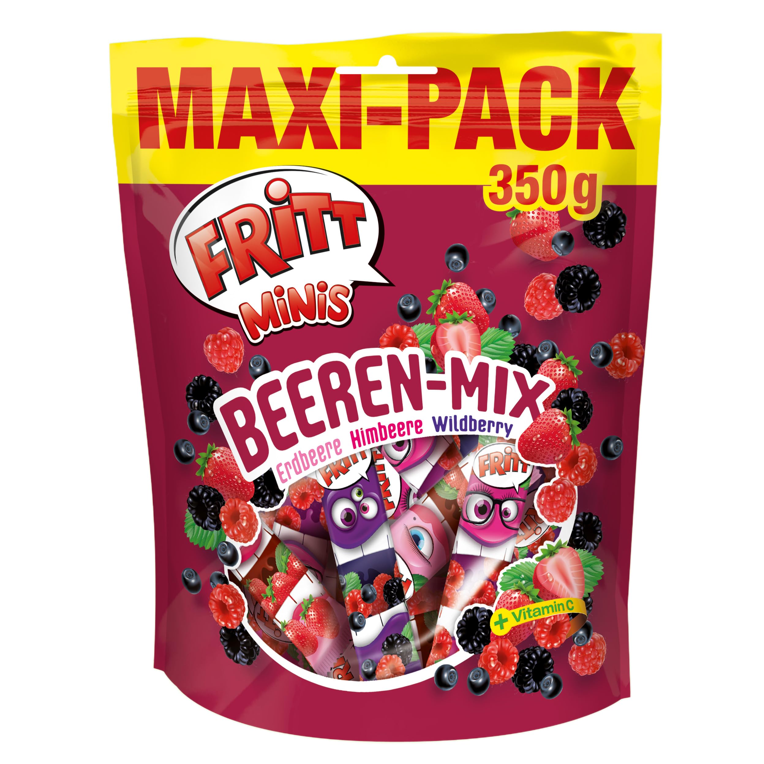 FRITT Berry-Mix Maxi-Pack 350g Mini-Streifen, mit den Sorten Himbeere, Erdbeere & Wildberry, für Ostern