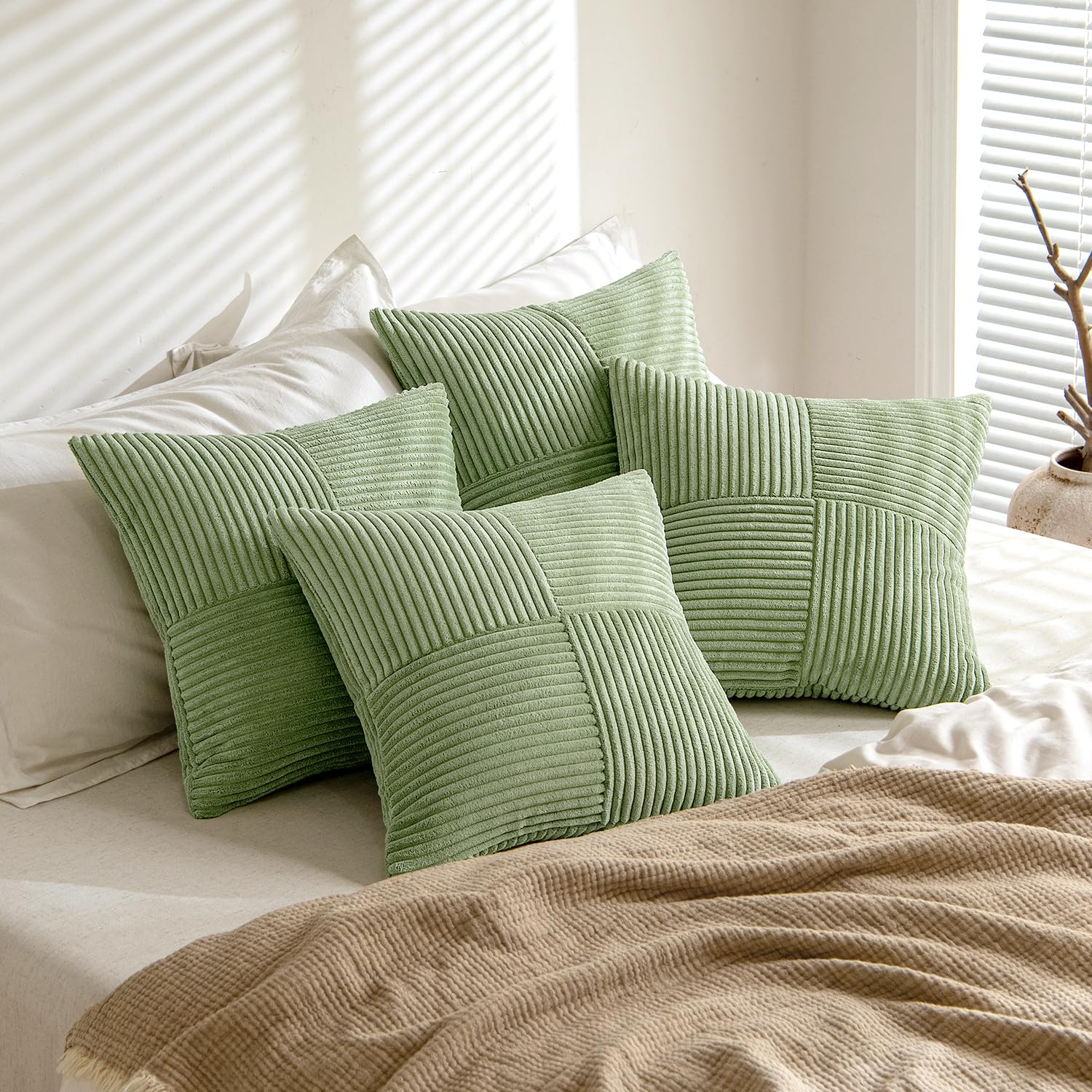 MIULEE Federe Cuscini Divano 50x50 Copricuscini Verde | Set 4 Pezzi Cuscino Moderno Morbido Decorativa Camera da Letto