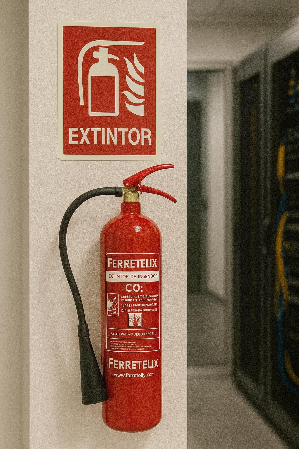 Ferretelix® Extintor CO2 5 Kg con Soporte – Alta Eficacia Sin Residuos – Certificado según Directiva 2014/68/EU