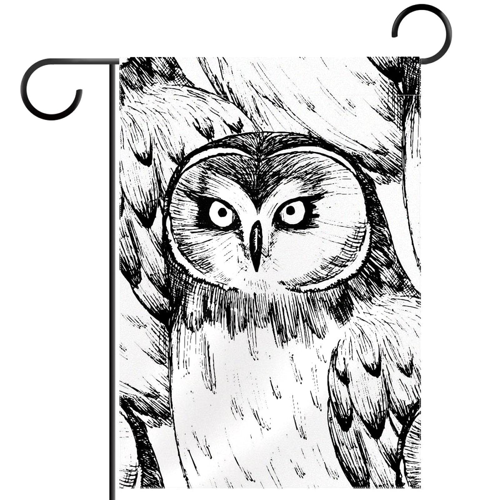 Drapeau de jardin double face hiboux en polyester de qualité supérieure