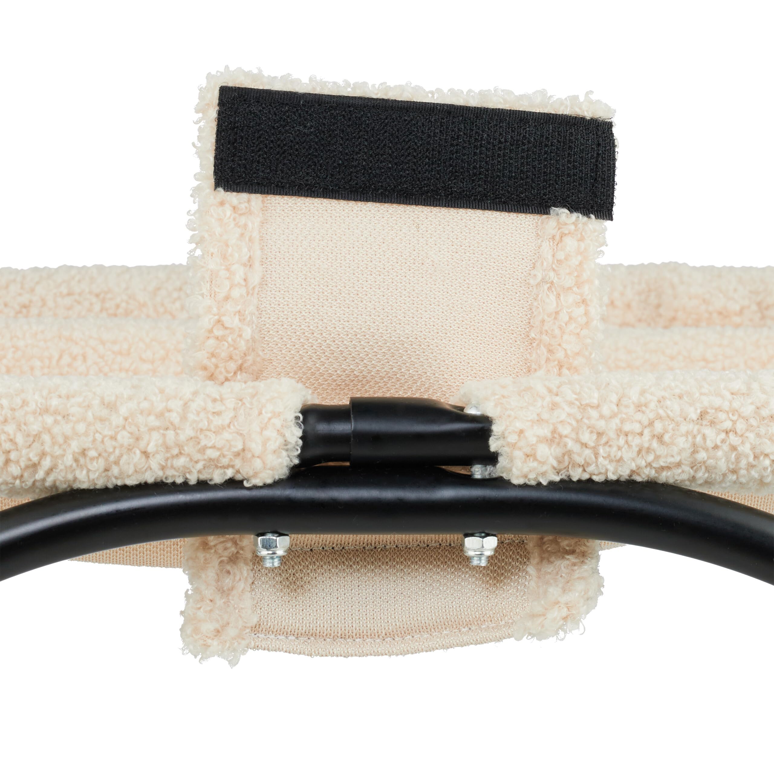 Relaxdays Cama Elevada para Gatos, Hamaca Mascotas, Felpa, 25 x 45 x 42 cm, Colchoneta Felinos con Soporte, Beige/Negro, Acero, Poliéster