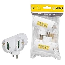 Vimar FP00316.B Adattatore multiplo SICURY 250 V~ verticale 2 pezzi, spina 2P+T 16 A combinata standard DE e FR, 3 prese 2P+T 16 A universali