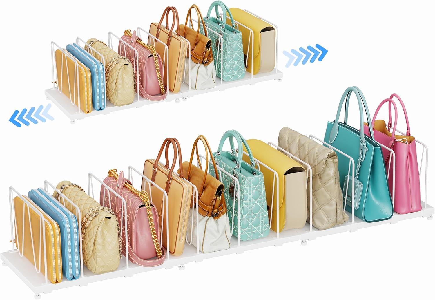 11-Pack Adjustable Shelf Dividers, Expandable Purse Organizer for Closet (32–44.8")...