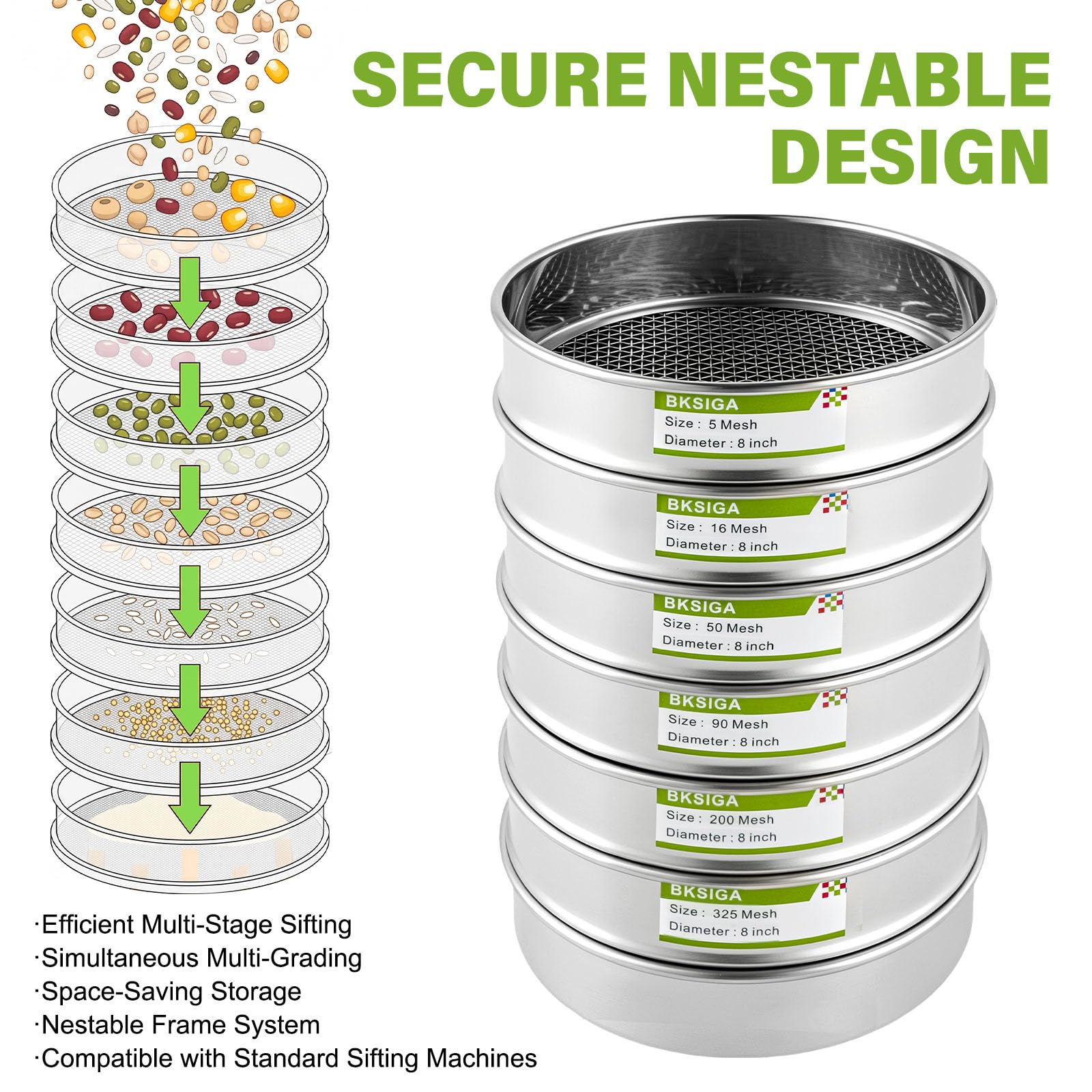 304 Stainless Steel Lab Sieves Pan,8" Diameter Standard Sieve Pan for Industrial Laboratory Homes — Amazon image 3