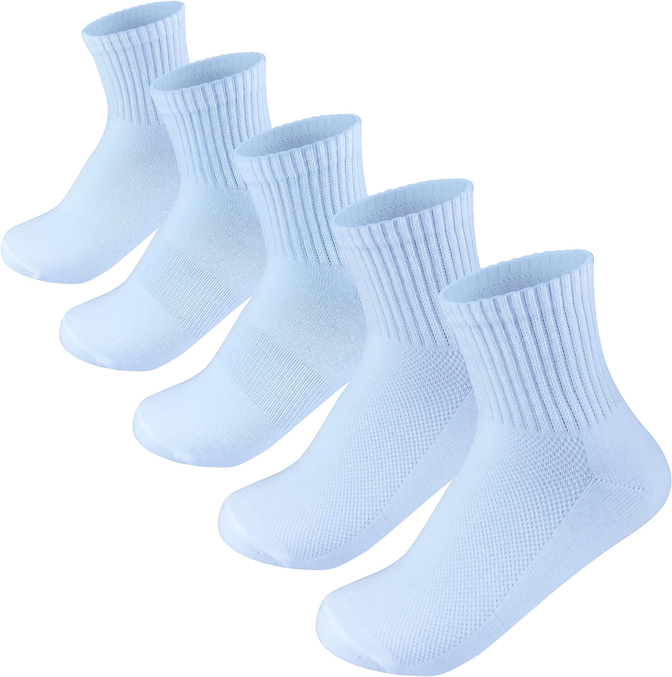 Boys White Short Crew - Comfort Welt Socks 5 Pairs Pack