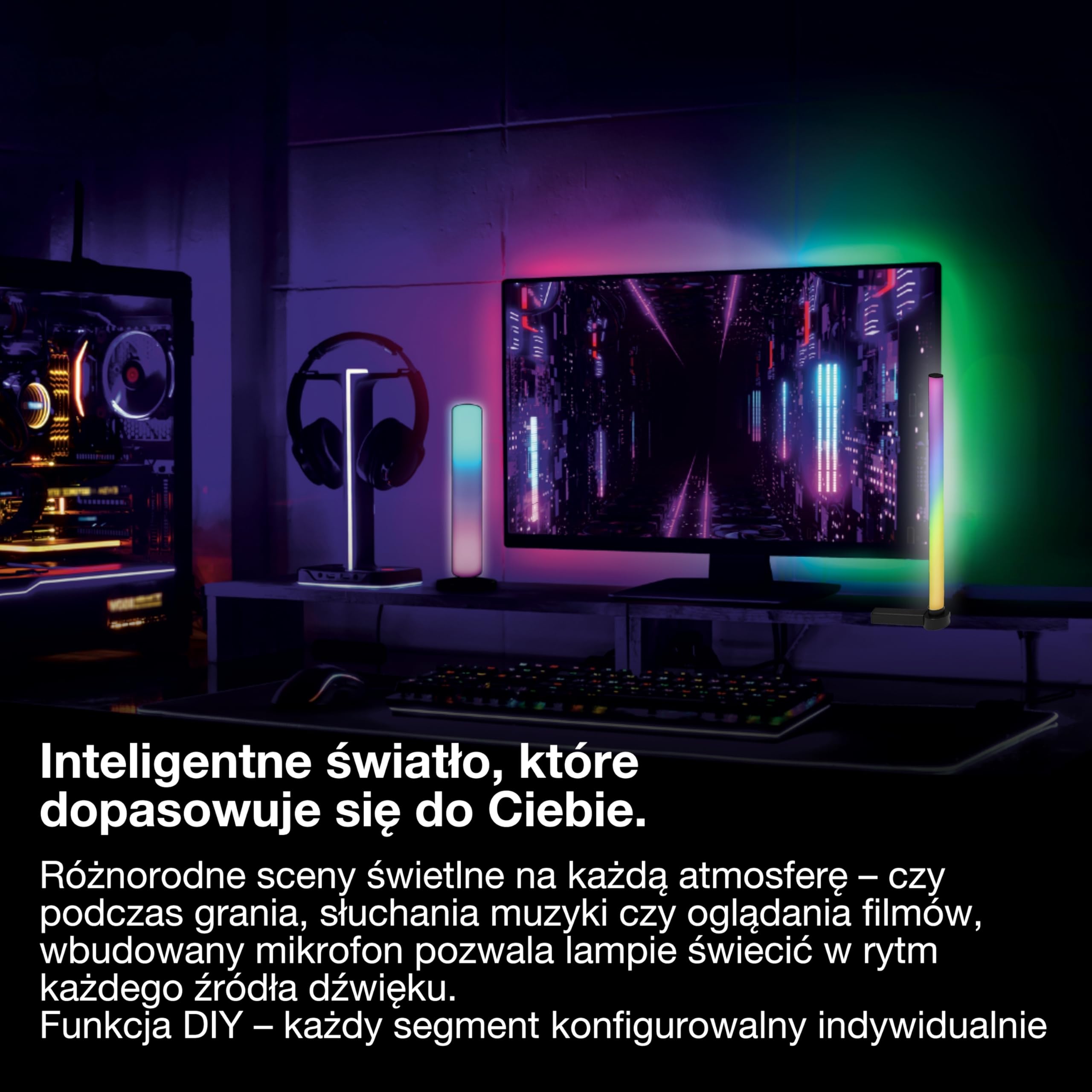 OSRAM SMART inteligentna i nowoczesna lampa stołowa do oświetlenia pośredniego z technologią WiFi, Magic RGB, ściemnialna, srebrna, aluminiowa, niewymienne żarówki