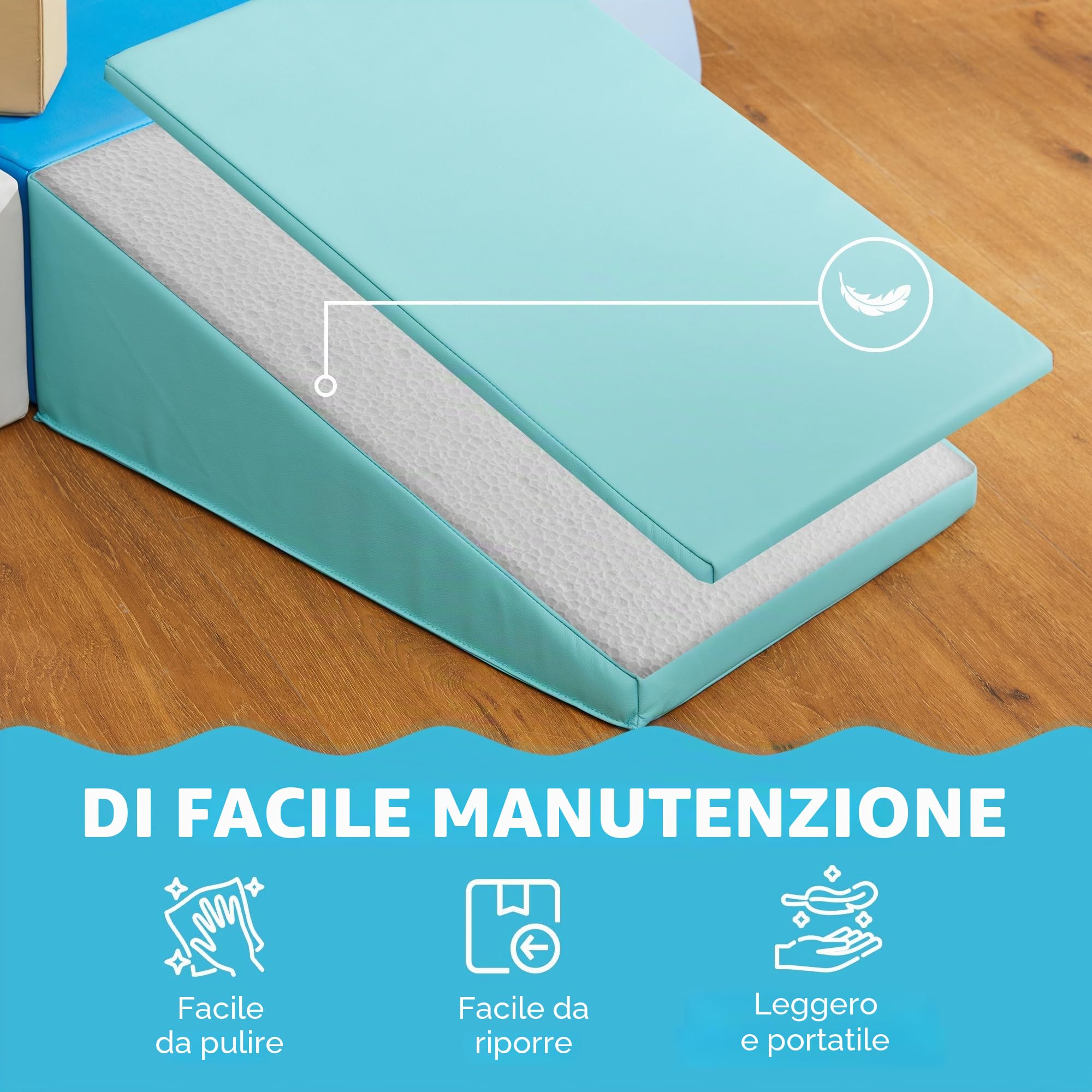 AIYAPLAY 6PCS Modulo motricità Bébé Parcours motricità Bébé Blocchi di Costruzione in Mousse con Custodia in Materiale Sintetico - Giocattoli didattici per Bambini in età prescolare, Multicolore