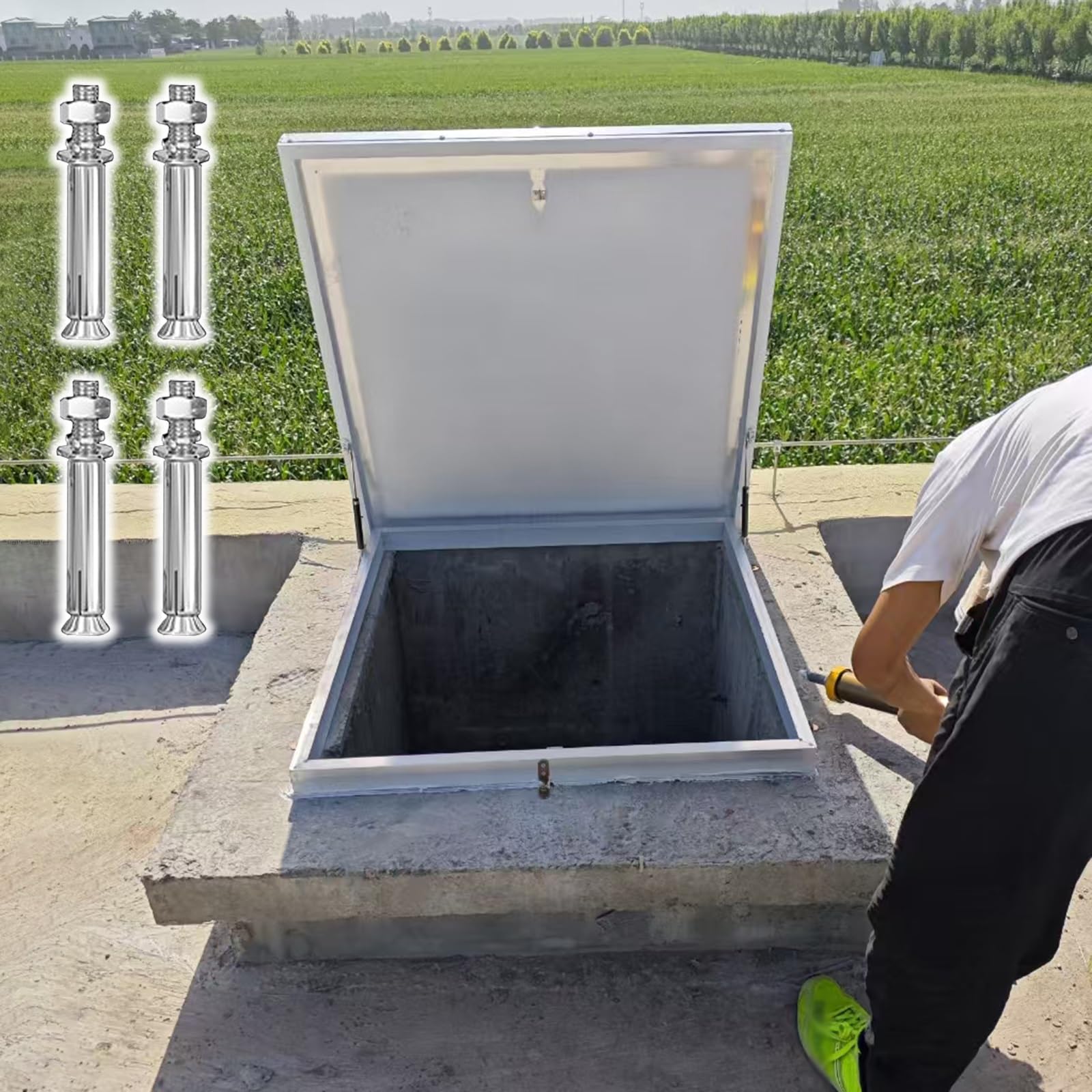 Aérateur de fenêtre de toit réglable résistant aux intempéries pour grenier et sous-sol Ouverture à 90° Taille personnalisable 81 x 40 cm Ventilation avec vis d'extension