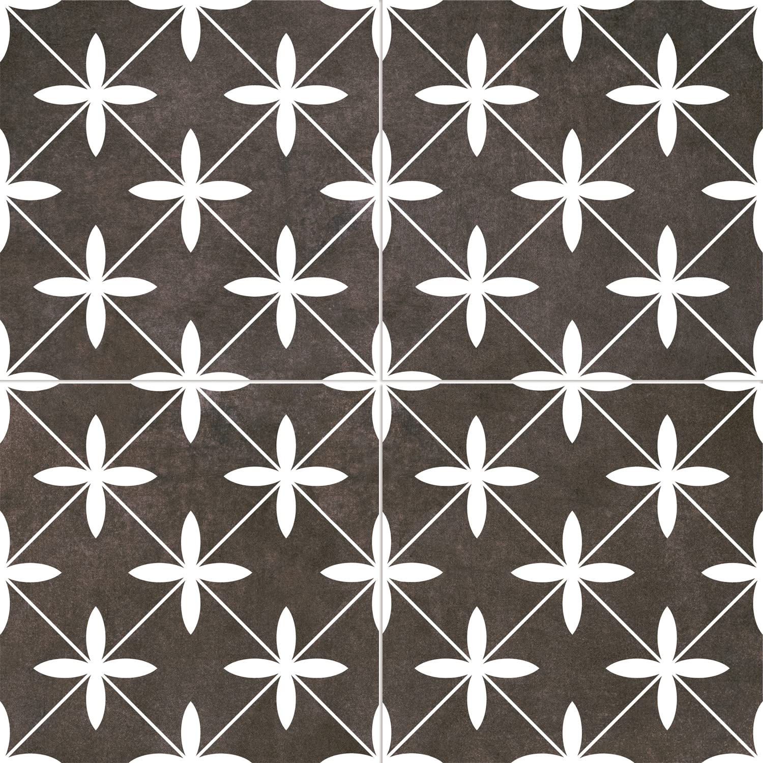 The Bath People Black Tarlo Geometric Cross Ceramic Tiles Square Wall Or Floor Tile – Cut Sample