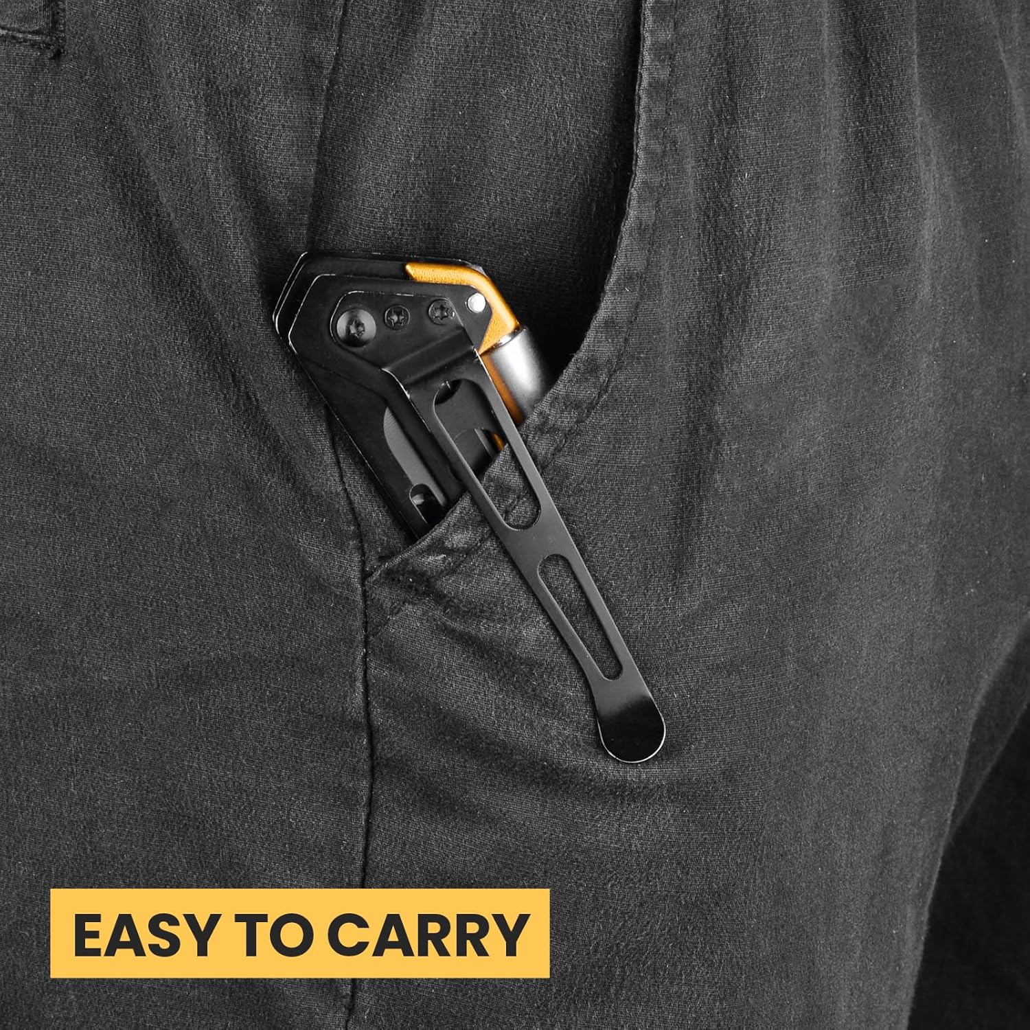 Folding Utility Knife, Box Cutter Knife, Razor Work Knives, 6 in 1 Utility Knives Multitool with 5 Razor Blades, Screwdriver, Saw, Belt Clip Safe Lock, EDC Gadgets Gifts for Men Women, Yellow