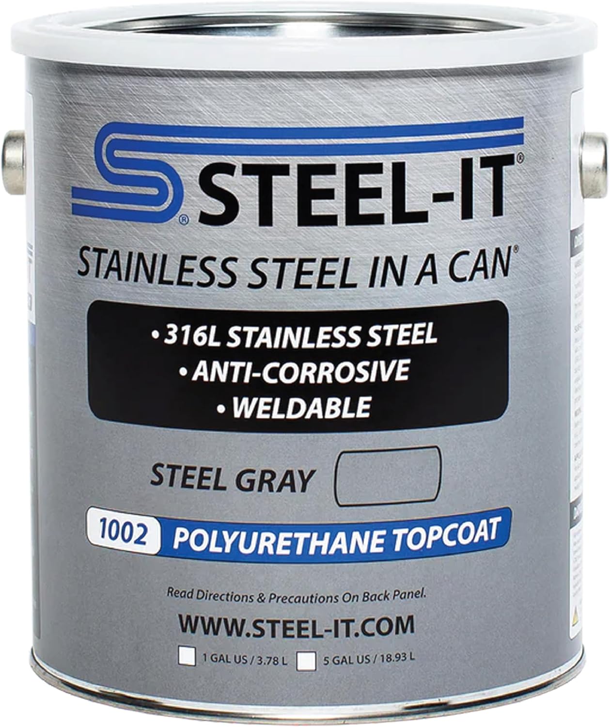 Steel-It 1002G Polyurethane Topcoat, Weldable, Superior Anticorrosion Coating - Steel Gray (1 Gallon)