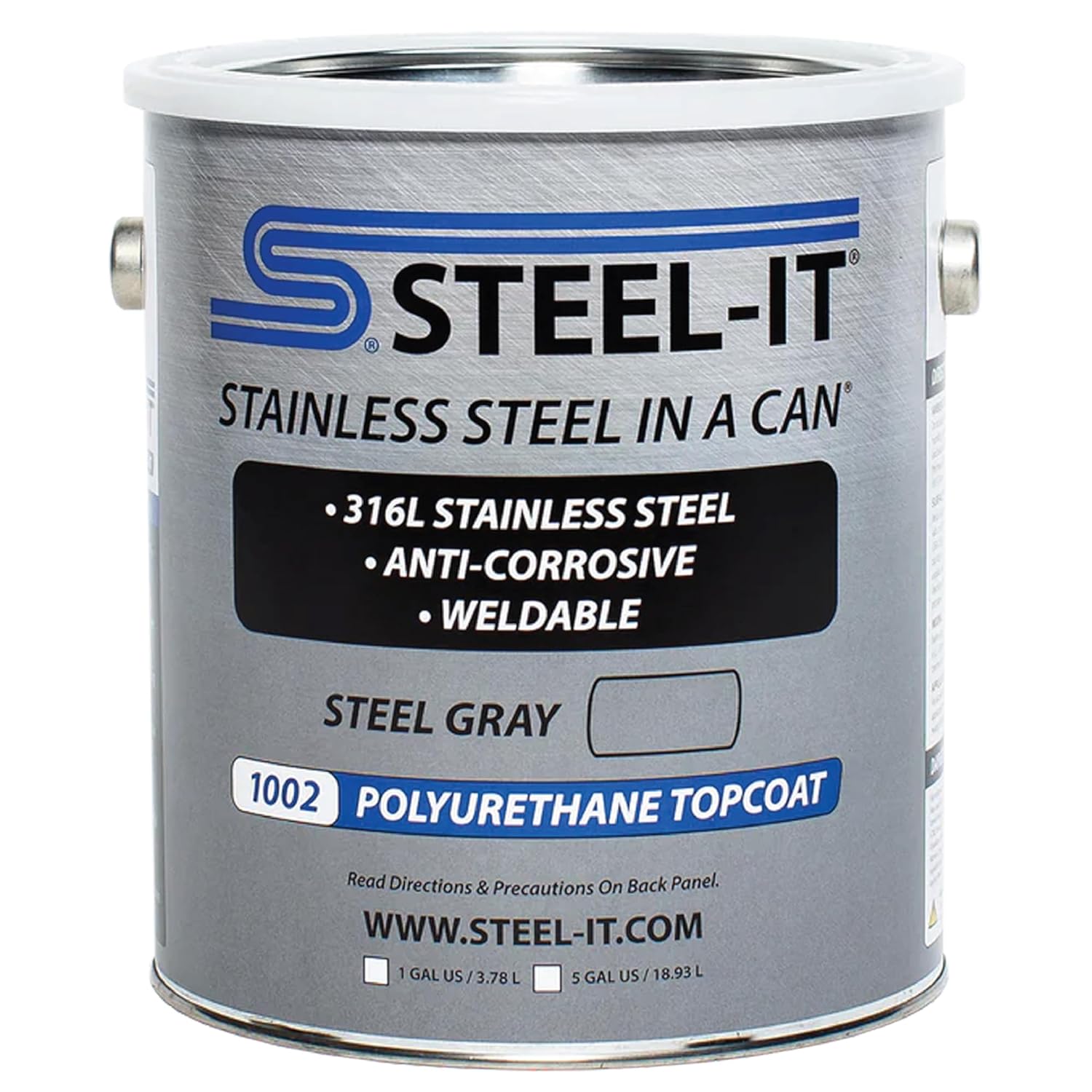 Steel-It 1002Q Polyurethane Topcoat, Weldable, Superior Anticorrosion Coating - Steel Gray (1 Quart)