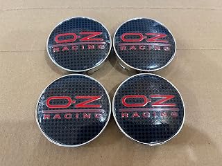 JUNBIE Set of 4 Black/red Carbon Wheel Center Caps 60mm Rim Emblem Hubcaps Cover Logo fit for OZ (red)