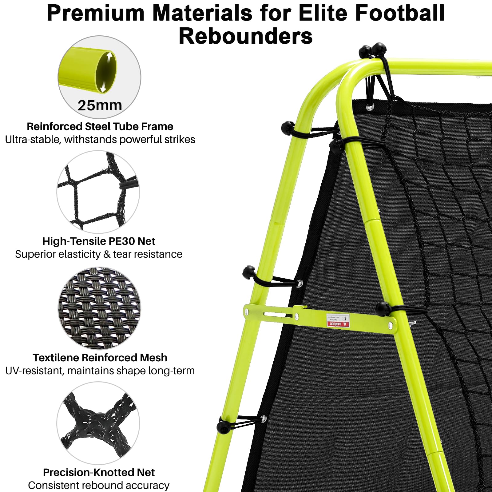Doppelseitige Rebounder Net Fußball Training Ausrüstung, 100/120/180cm, Fußball Tor Kickback Ziel justierbar für Kinder Spiel Lehre Übung Ausrüstung, Einstellbare tragbare Sport Netze für Garten
