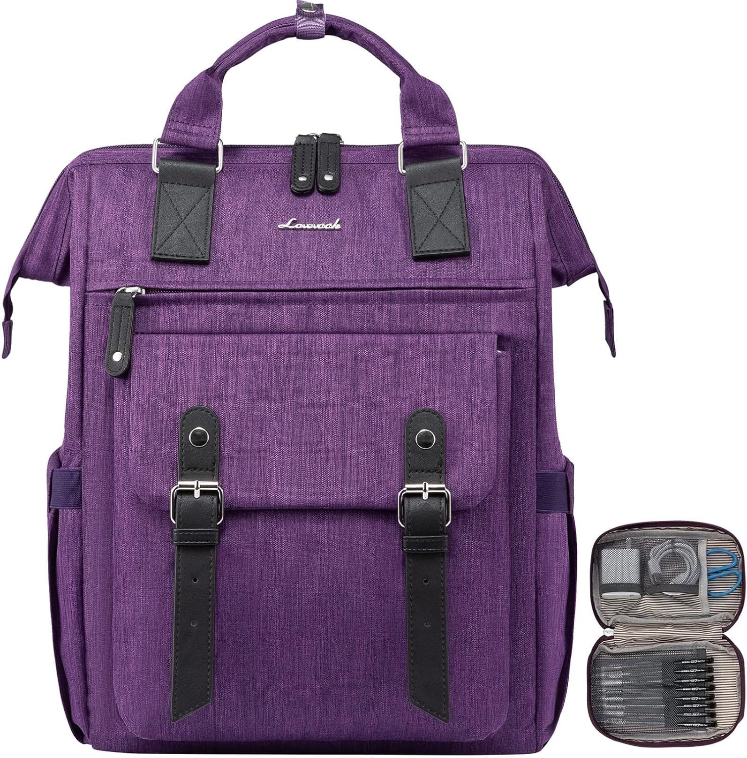 LOVEVOOK 15.6 inch Laptop Backpack for Women, Teacher Nurse Work Travel Backpacks Purse,Computer Bag, Purple