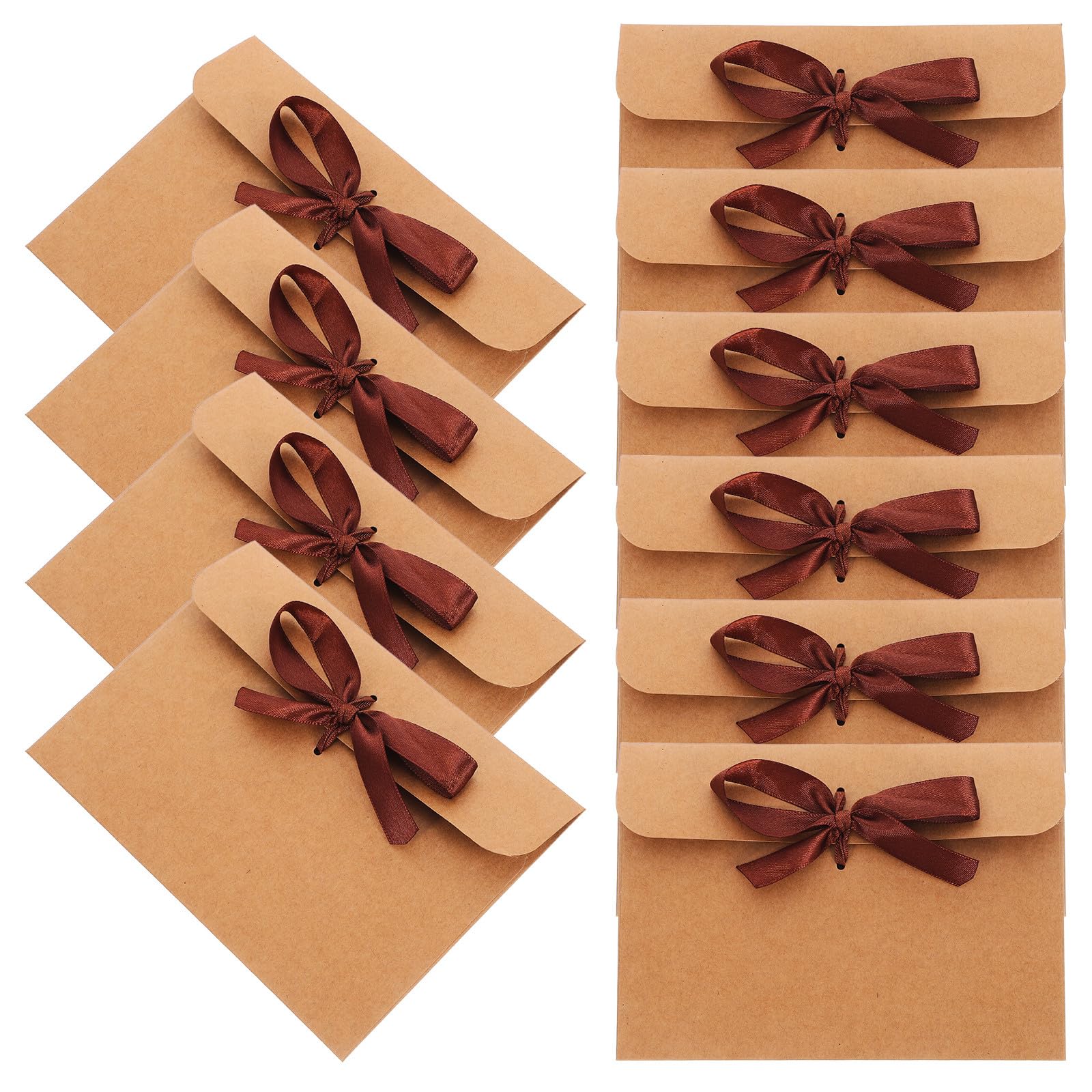 Buste Natalizie per Biglietti Atmosfera Natalizia Buste Vintage, 50 Pezzi | Carta Color Caffè, Nastro Decorativo, per Lettere e Auguri, Stile Elegante, Uso Versatile