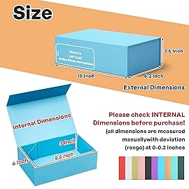 RYDDOY Blue Gift Box, 9.5x6x3\'\' Gift box for Presents with Lids Magnetic Closure Rectangle Collapsible for Bridesmaid Proposal Box, Wedding, Christmas, Halloween, Birthday Gift Packging