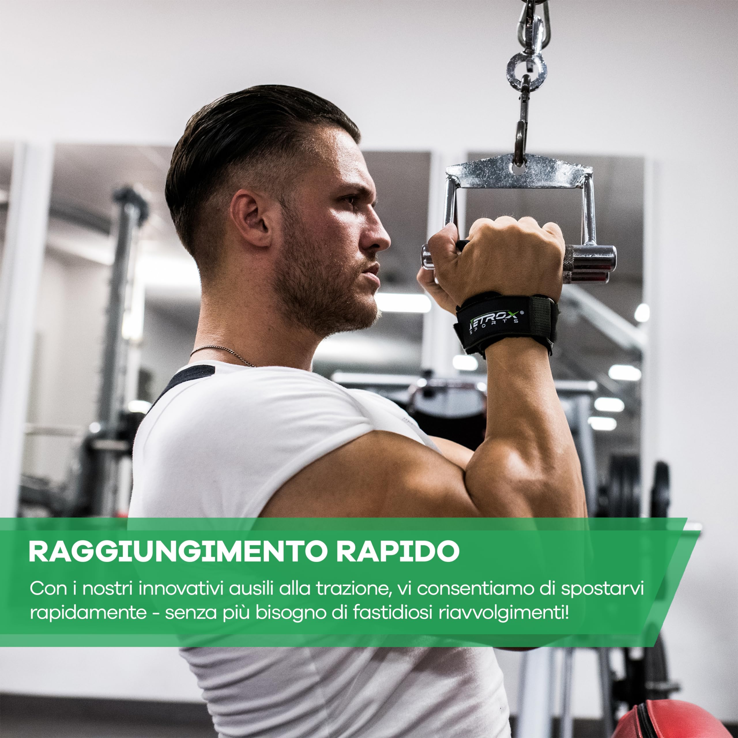 Netrox NetroxSports - Elite Grips Lifting Straps - Vera Pelle - Cinghie Palestra con Wrist wraps - Per pesi molto elevati - Sollevamento Pesi - Reverse Grip, Straps Bodybuilding, Gym Strap