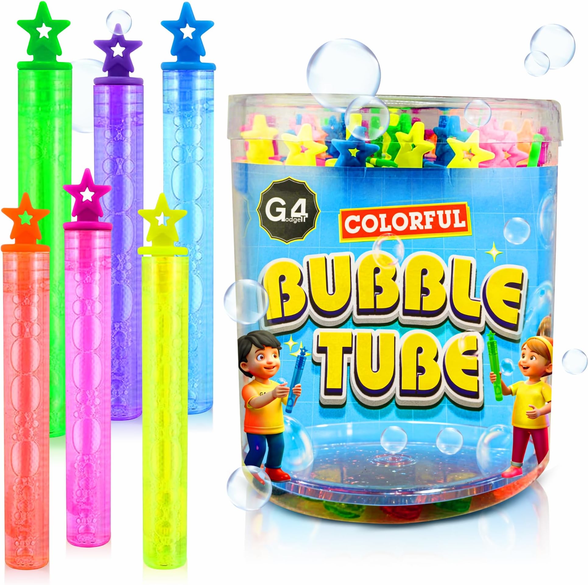G4GADGET 36-Pack Bubble Tubes Party Bag Fillers - Fun and Colorful Toy Bubble Tubes for Kids - Ideal Wedding Favors, Party Favors, Loot Bag and Stocking Fillers