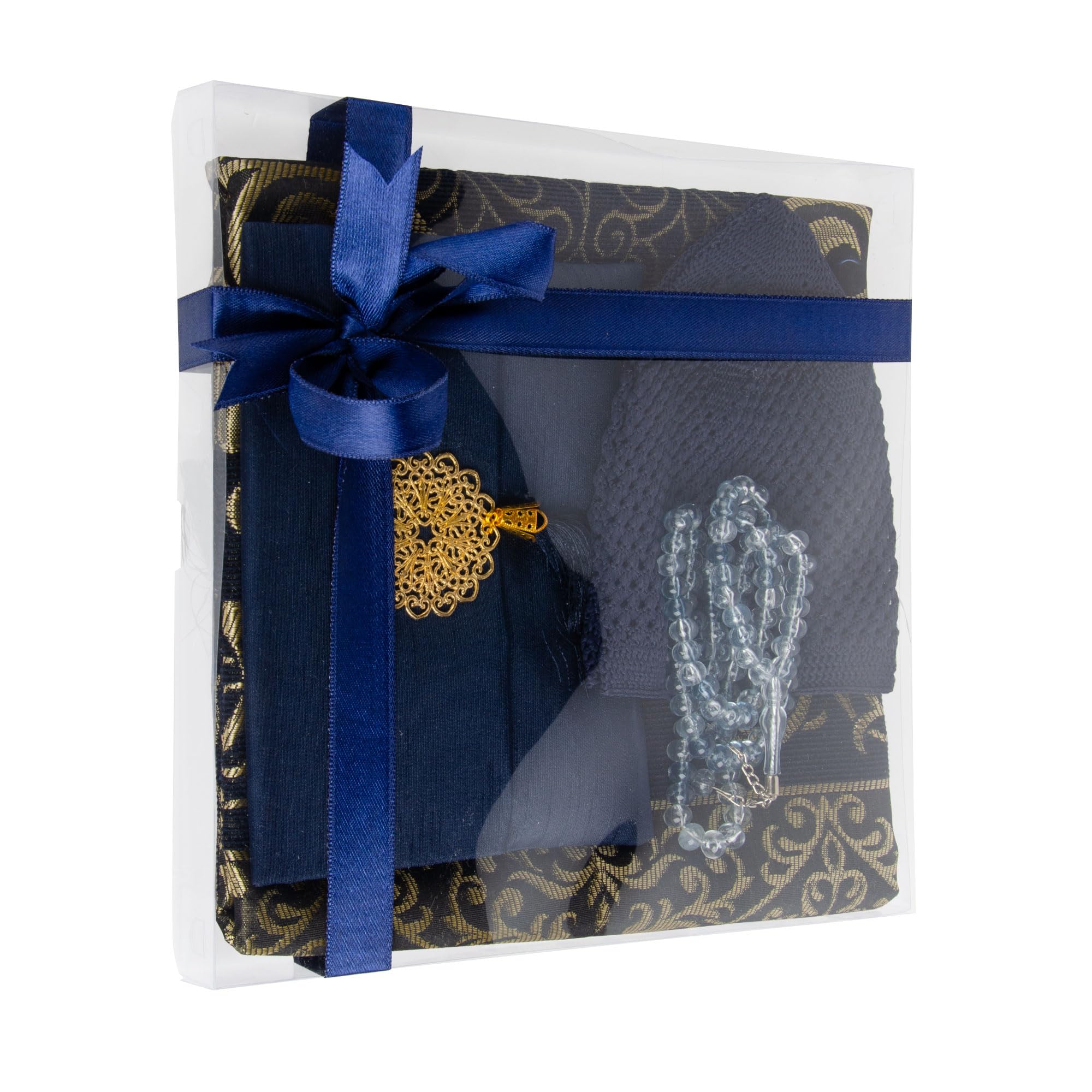 Set regalo di preghiera islamica per uomo, tappetino da preghiera in velluto, perline Tasbih, libro Yaseen - Elementi essenziali per la preghiera musulmana - Regalo per Ramadan Eid