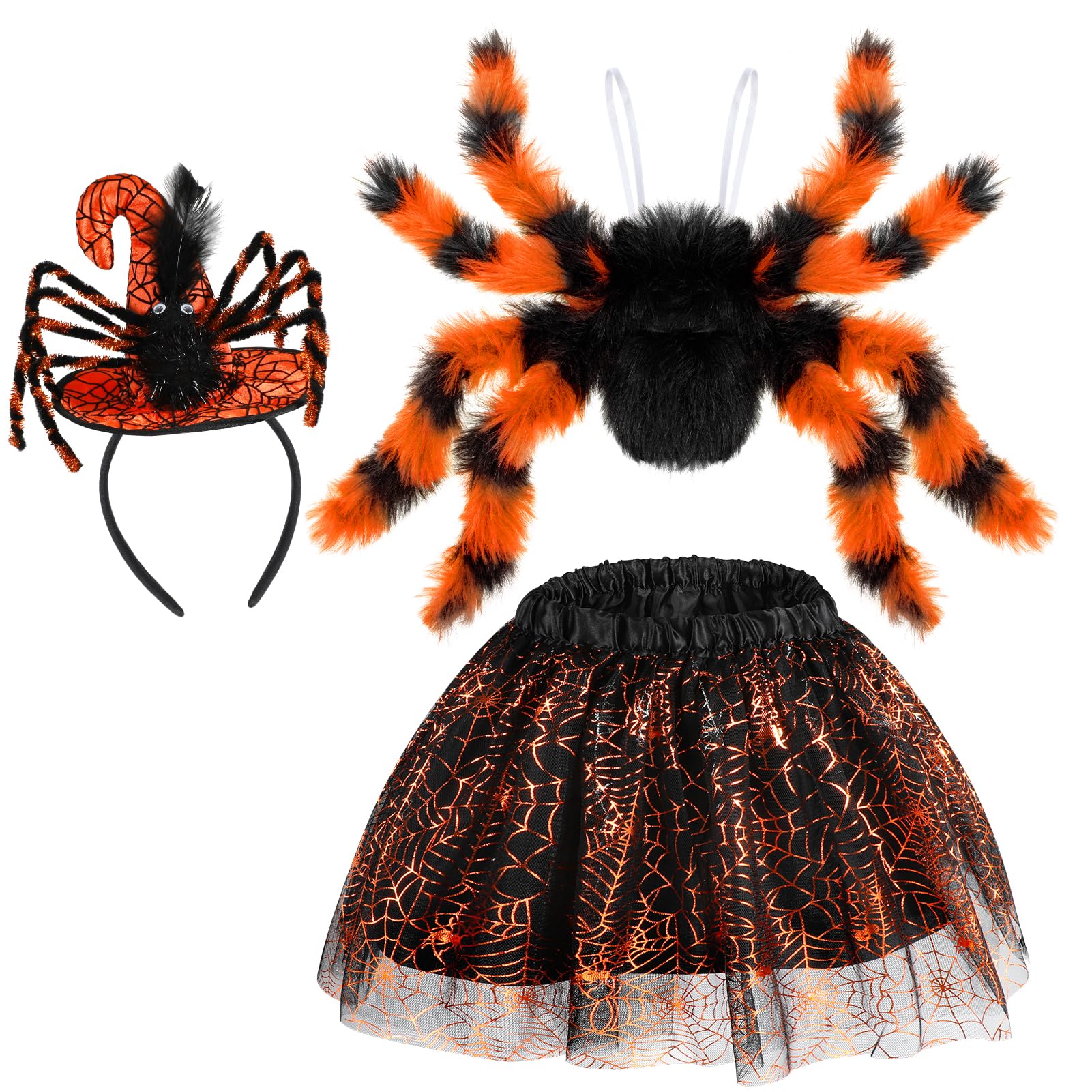 Hifot Spider Costume for Kids - Spider Wings Tutu Skirt, Spiderweb Headband Set - Girls Halloween Costume & Cosplay Party