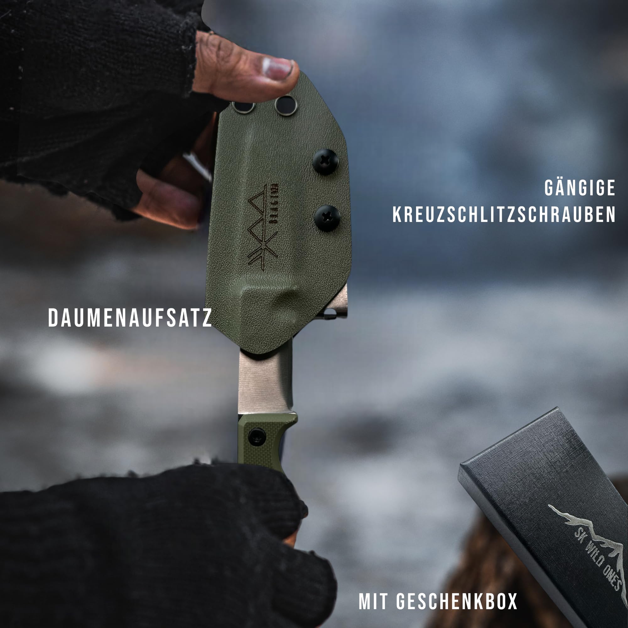 SK Wild Ones® Neck Knife – Compact Outdoor Knife with Fixed Blade & Necklace Carry – G10 Handle – EDC Outdoor Knife – Made of 440C Stainless Steel – Green – Bragi 42a