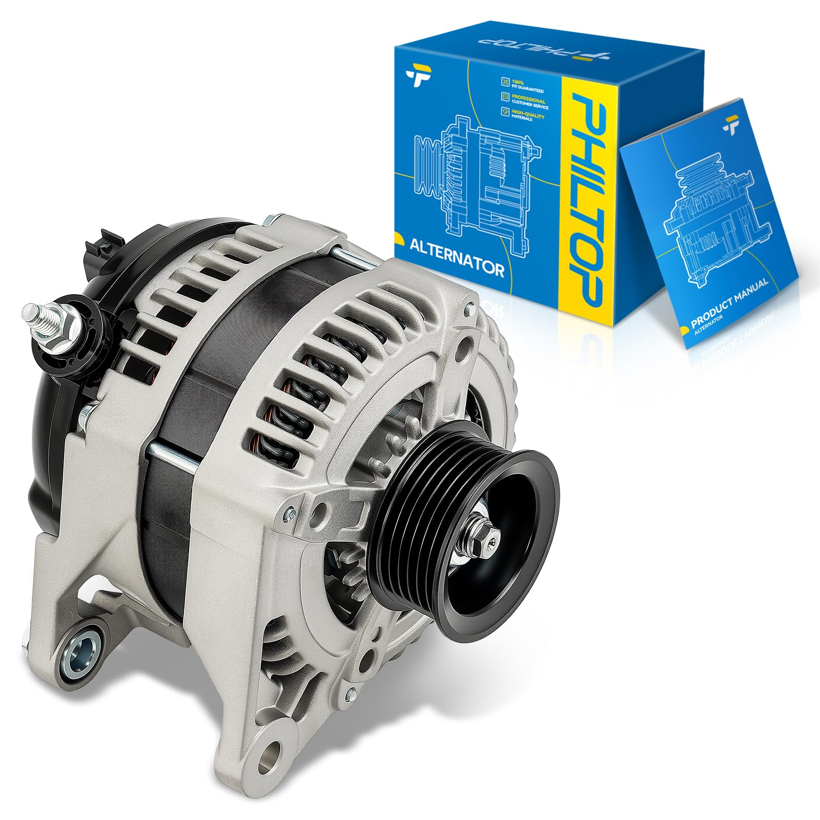 PHILTOP Alternator New 11504N Compatible with Jeep Liberty 2012 12V Amp S6 Groove Pulley-image-27