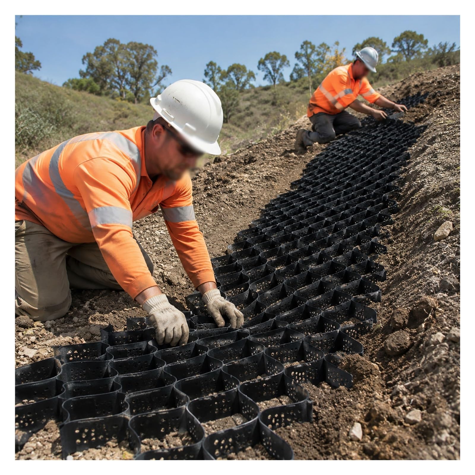 ZJKXJH Honeycomb Hdpe Geogrid, Slope Protection Geocell Ground Grid, Heavy Duty Geocell for Soil Stabilization and Embankment Protection(3.3x3.3′/1x1m)