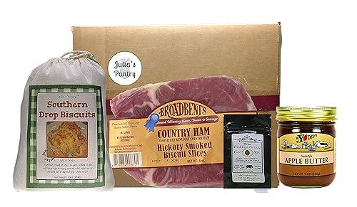 Hickory - Rebanadas de galletas de jamón curado ahumado de 8 onzas, mezcla de galletas de suero de leche y caja de regalo de mantequilla de manzana