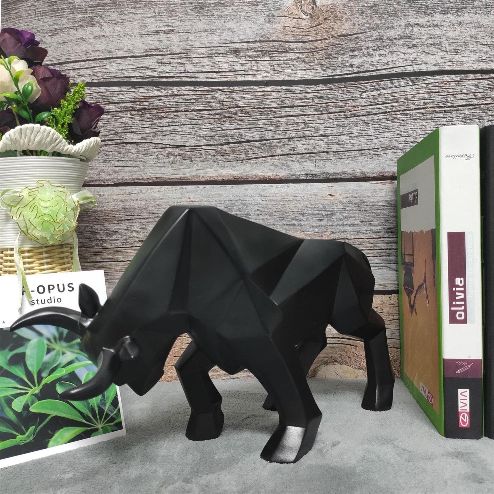 Figura geométrica de Buey para decoración de Escritorio, Estatua del árbol | estatuas de Animales del árbol, taurinos de Resina, Escultura de Animales, decoración de Mesa 'uf