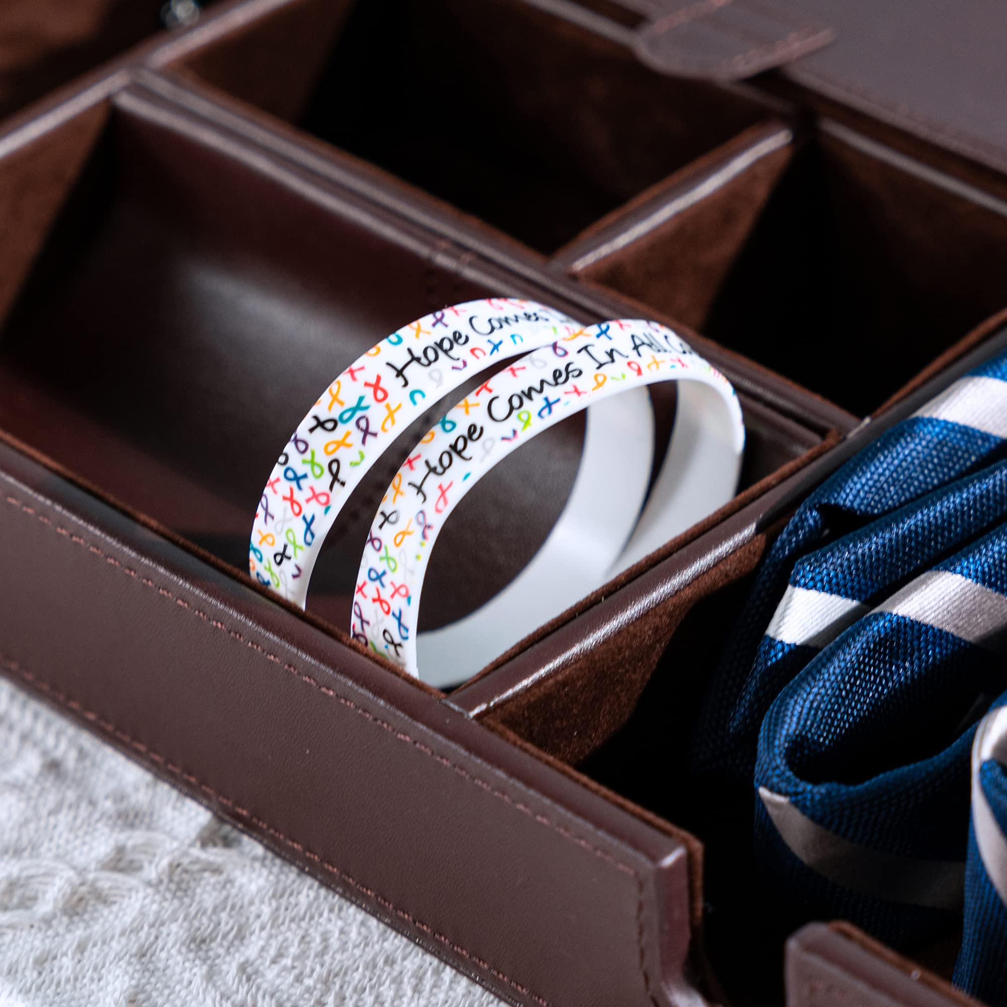 Fundraising For A Cause 50 Multi Colored Ribbon Silicone Bracelets (Wholesale Pack - 50 Bracelets) by