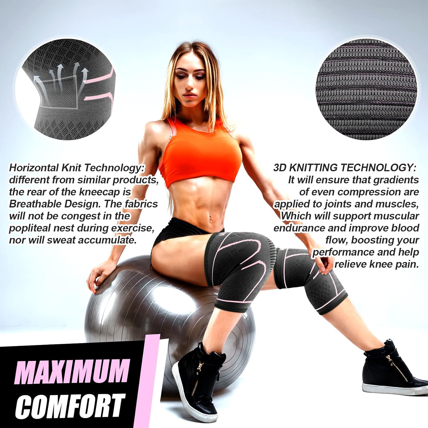 NEENCA Knee Braces for Knee Pain Women & Men -2 Pack Knee Sleeves for Knee Pain Set, Knee Brace Compression Sleeves, Knee Support for Sports, Running, Meniscus Tear, ACL, PCL, Arthritis Pain Relief...